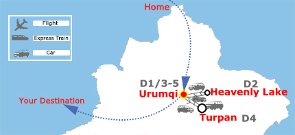 5 Days Xinjiang Impression Highlights Map